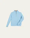 Peter Millar Stretch Terry Quarter Zip Popover, Youth In Blue