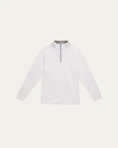 Peter Millar Kids' Stretch Terry Quarter Zip Popover, Youth In White
