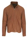 Peter Millar Suede Zip-up Jacket In Brown