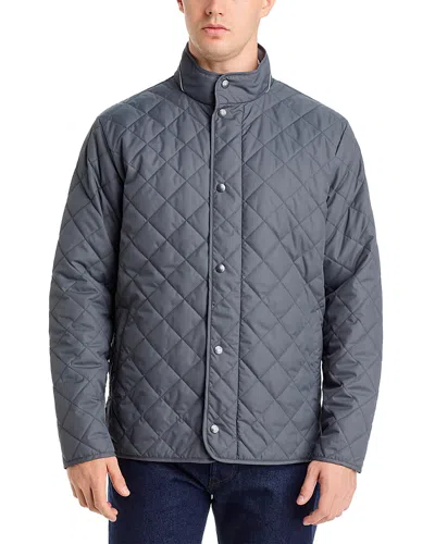 Peter Millar Suffolk Stand Collar Quilted Coat In Gray