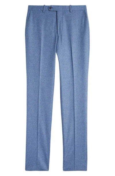 Peter Millar Tailored Wool & Cotton Dress Trousers In Blue