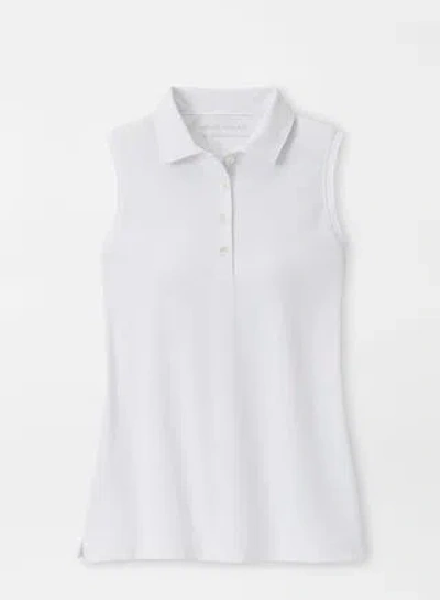 Peter Millar Women's Banded Sport Mesh Sleeveless Button Polo In White