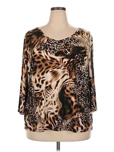 Pre-owned Peter Nygard 3/4 Sleeve Blouse In Brown