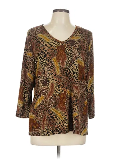 Pre-owned Peter Nygard 3/4 Sleeve Blouse In Gold