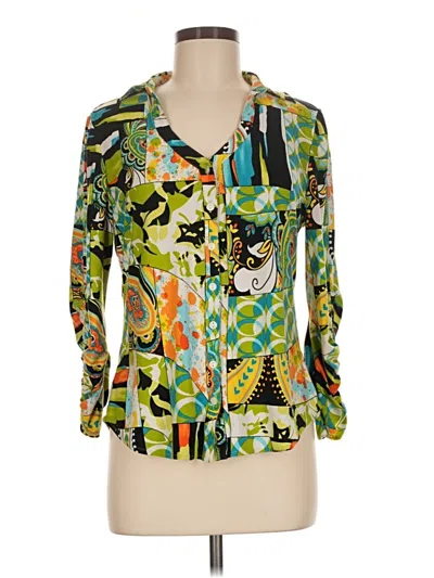 Pre-owned Peter Nygard 3/4 Sleeve Blouse In Green