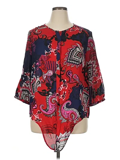Pre-owned Peter Nygard 3/4 Sleeve Blouse In Red