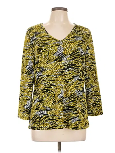 Pre-owned Peter Nygard 3/4 Sleeve Blouse In Yellow