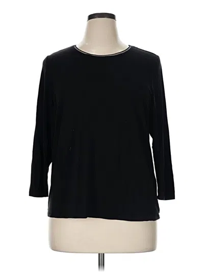 Pre-owned Peter Nygard 3/4 Sleeve Top Black Crew Neck Tops