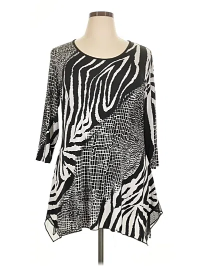 Pre-owned Peter Nygard 3/4 Sleeve Top Silver Boatneck Tops