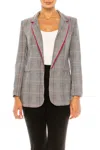 Peter Nygard Houndstooth Print Blazer In Black Red In Red