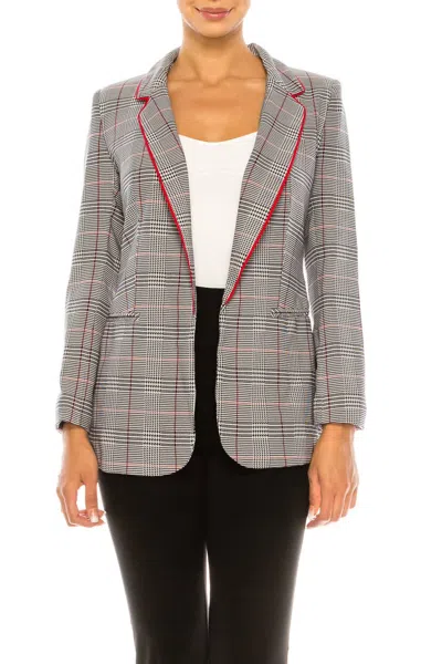 Peter Nygard Houndstooth Print Blazer In Black Red In Gray