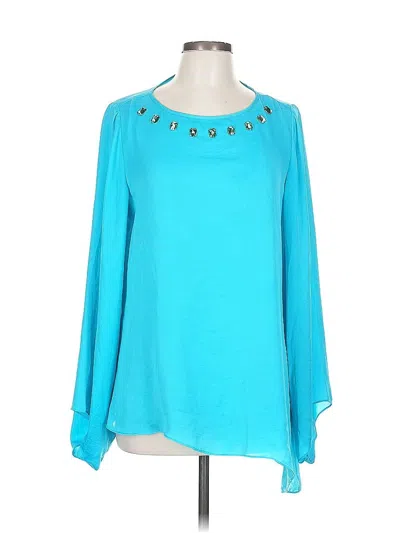 Pre-owned Peter Nygard Long Sleeve Blouse In Blue