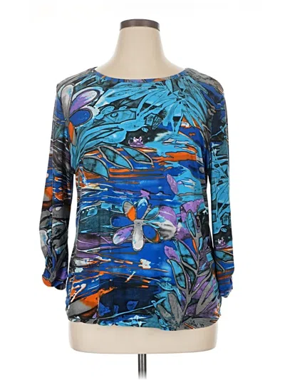 Pre-owned Peter Nygard Long Sleeve Blouse In Blue