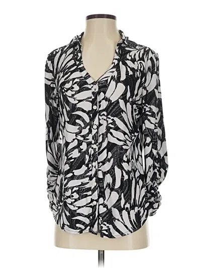 Pre-owned Peter Nygard Long Sleeve Blouse In Silver