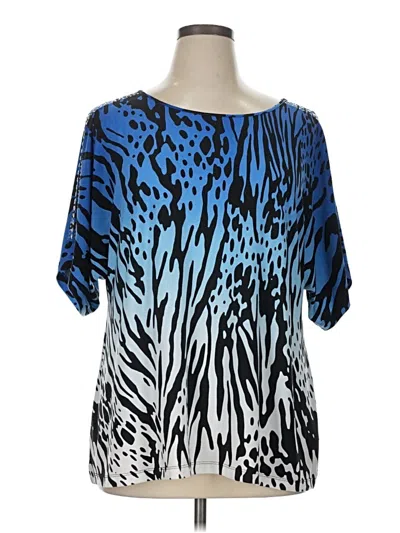 Pre-owned Peter Nygard Short Sleeve Blouse In Blue