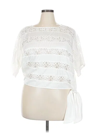 Pre-owned Peter Nygard Short Sleeve Blouse In White
