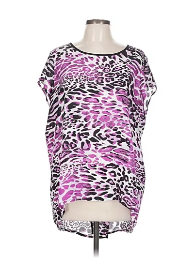 Pre-owned Peter Nygard Short Sleeve Top Purple Scoop Neck Tops