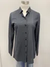 Peter O. Mahler Navy Microstripe Cotton Blouse In Blue