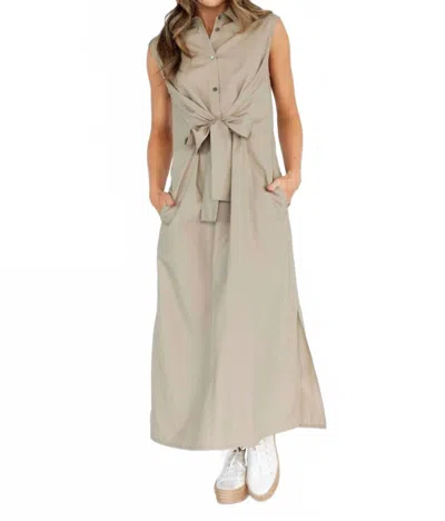 Peter O. Mahler Popeline Wrap Dress In Khaki