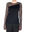 Peter O. Mahler Tulle And Jersey Asymmetrical Top In Black In Black