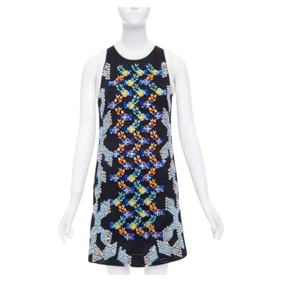 Pre-owned Peter Pilotto 2013 Runway Bead Embellished Mesh Mini Dress Uk8 S In Gray