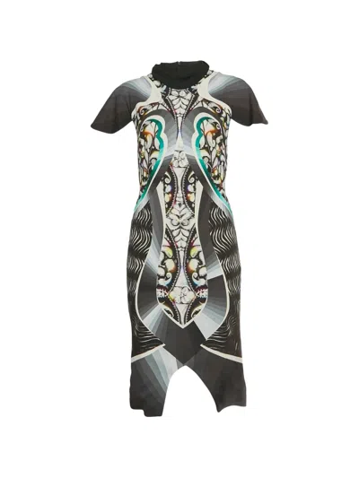 Pre-owned Peter Pilotto Abstract-print Mock-neck Dress In Gray