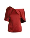 Peter Pilotto Asymmetric Blouse In Red Acetate In Red