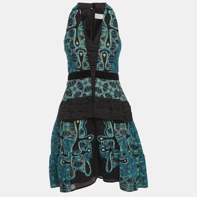 Peter Pilotto Black Jacquard Tiered Mini Dress
