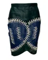 Peter Pilotto Color Block Fur Skirt With Lace Detail In Multicolor Leather In Multi