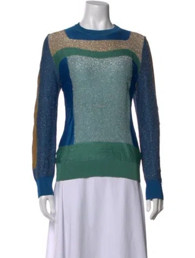 Pre-owned Peter Pilotto Colorblock Pattern Crew Neck Top In Multi