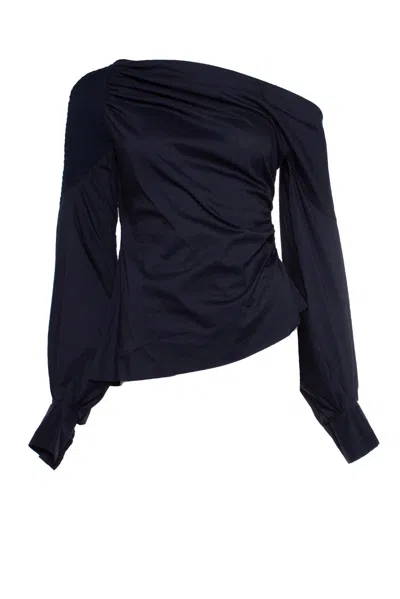 Peter Pilotto Dark Blue Assymetric Off Shoulder Top