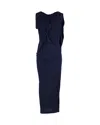 Peter Pilotto Draped Sleeveless Gown In Navy Blue Cotton In Blue