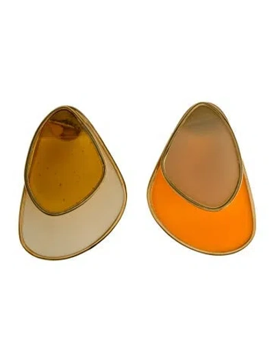 Pre-owned Peter Pilotto Enamel & Glass Earrings In Orange/white
