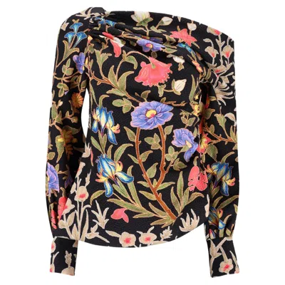 Pre-owned Peter Pilotto Floral Asymmetric Blouse In Black