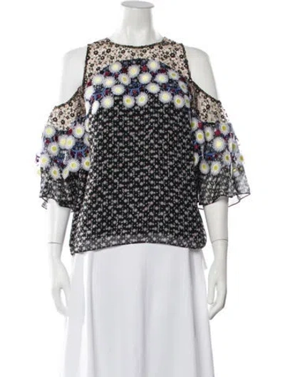 Pre-owned Peter Pilotto Floral Print Crew Neck Top In Black