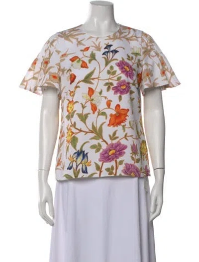 Pre-owned Peter Pilotto Floral Print Crew Neck Top In Orange