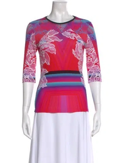 Pre-owned Peter Pilotto Floral Print Crew Neck Top In Pink