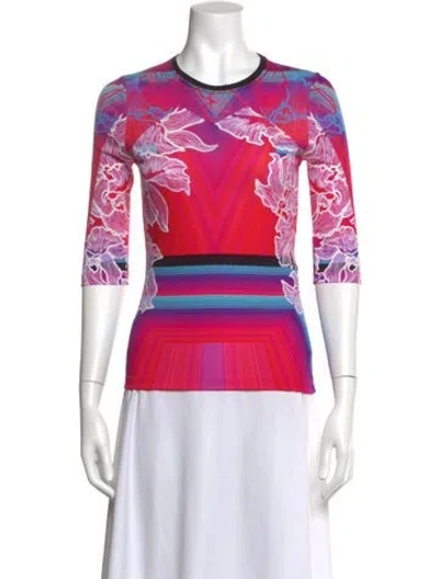Pre-owned Peter Pilotto Floral Print Crew Neck Top In Pink