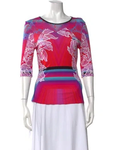 Pre-owned Peter Pilotto Floral Print Crew Neck Top In Pink