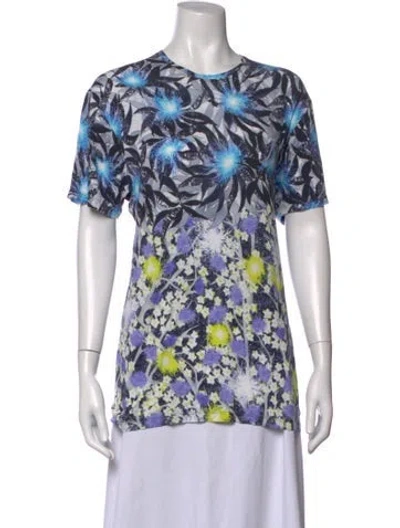 Pre-owned Peter Pilotto Floral Print Crew Neck T-shirt In Blue