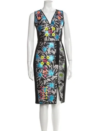 Pre-owned Peter Pilotto Floral Print Knee-length Dress In Black