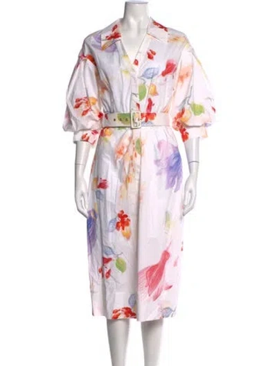 Pre-owned Peter Pilotto Floral Print Knee-length Dress In White