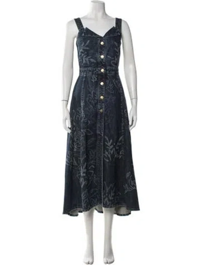 Pre-owned Peter Pilotto Floral Print Long Dress In Blue