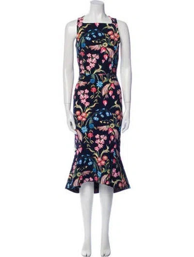 Pre-owned Peter Pilotto Floral Print Long Dress W/ Tags In Blue