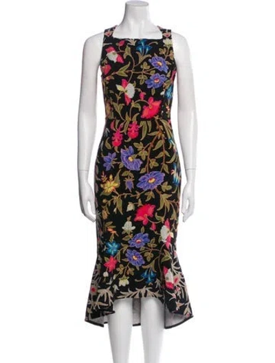 Pre-owned Peter Pilotto Floral Print Midi Length Dress In Black