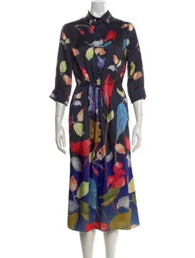 Pre-owned Peter Pilotto Floral Print Midi Length Dress In Black