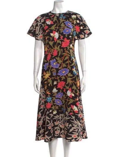 Pre-owned Peter Pilotto Floral Print Midi Length Dress In Black