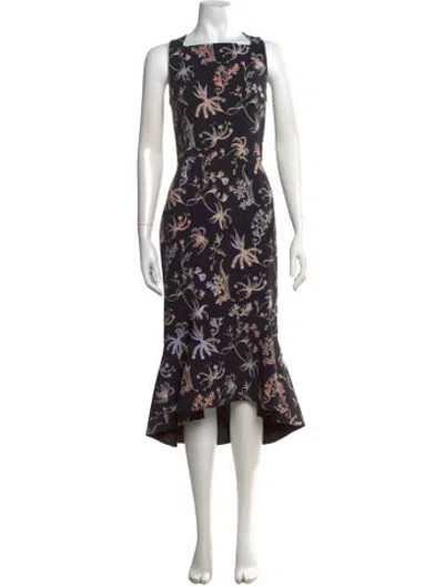 Pre-owned Peter Pilotto Floral Print Midi Length Dress In Black