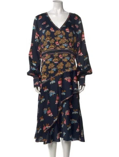 Pre-owned Peter Pilotto Floral Print Midi Length Dress In Blue