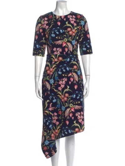 Pre-owned Peter Pilotto Floral Print Midi Length Dress In Blue
